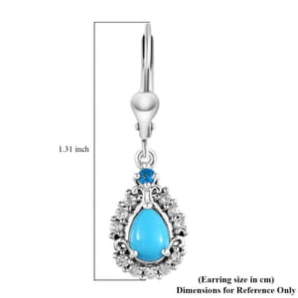 Genuine Sleeping Beauty Turquoise and Multi Gemstone Lever Back SS Earrings NWT - Picture 5 of 5